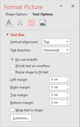 Format Picture pane in PowerPoint 2016