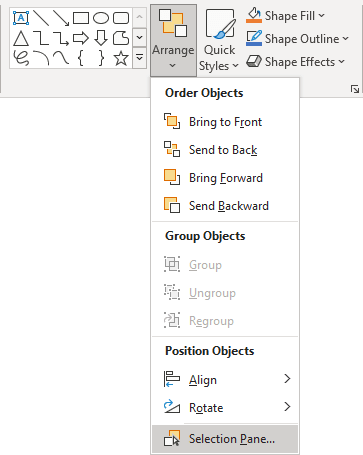 Selection Pane in PowerPoint 365