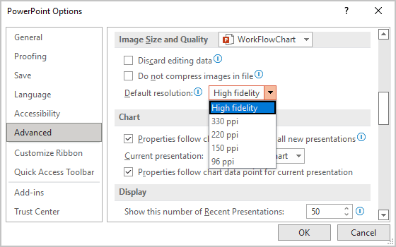 Advanced Options in PowerPoint 365