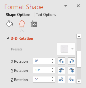 Shape 3-D rotation in PowerPoint 2016 Shape 3D rotation in PowerPoint 2016