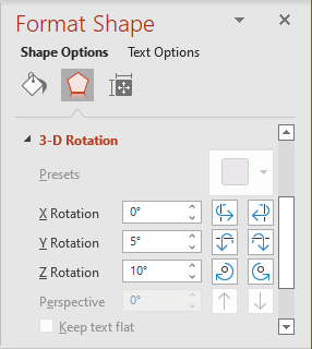 Shape 3D rotation in PowerPoint 365