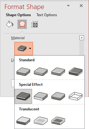 Material of 3D format in PowerPoint 365