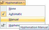 Manual hyphenation in Word 2007