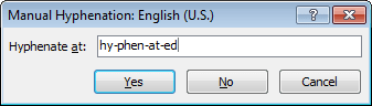 Manual hyphenation example in Word 2010