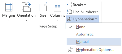 Manual hyphenation in Word 2013