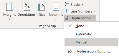 Manual hyphenation in Word 365