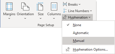 Manual hyphenation in Word for Microsoft 365 Manual hyphenation in Word 365