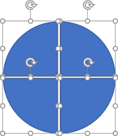 Four parts of circle in PowerPoint 2016