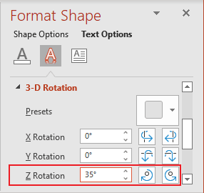 Format shape rotation in PowerPoint 365