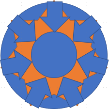 Seven arrows to the circle in PowerPoint 2016