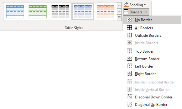 No Border button in PowerPoint 365