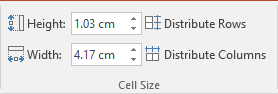 Cell size 2 in PowerPoint 2016 Cell size in PowerPoint 2016