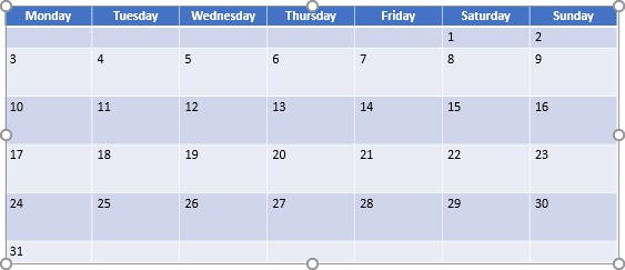 Resized table in PowerPoint 2016 Resized table in PowerPoint 2016