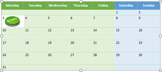 Calendar with picture in PowerPoint 2016