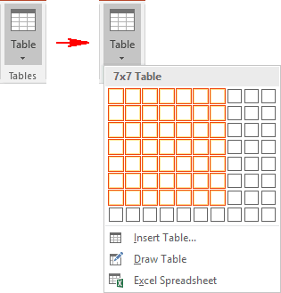 Insert Table list in PowerPoint 2016