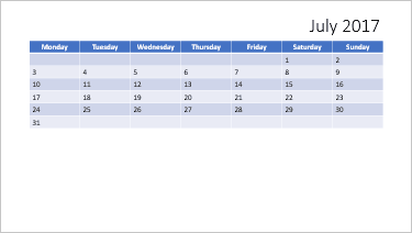 Table with dates in PowerPoint 2016 Table with dates in PowerPoint 2016