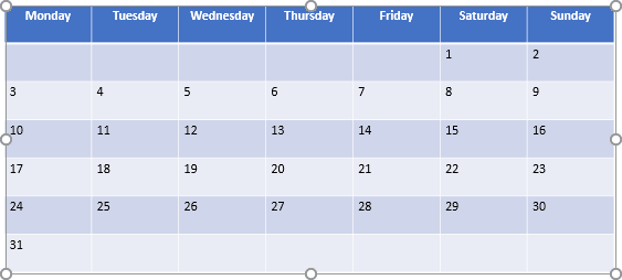 Resized table in PowerPoint 2016 Resized table in PowerPoint 2016