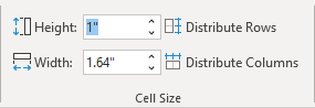 Cell size in PowerPoint 365
