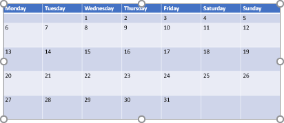 Resized table in PowerPoint 365