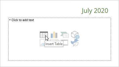 Insert Table in PowerPoint 365