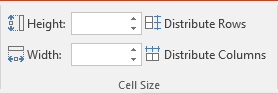 Cell size 2 in PowerPoint 2016 Cell size in PowerPoint 2016