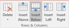 Rows and Columns in PowerPoint 2016