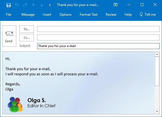 New template in Outlook 2016