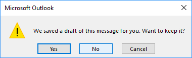 Draft save in Outlook 2016
