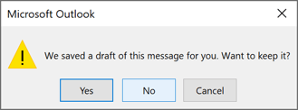 Draft save in Outlook 365