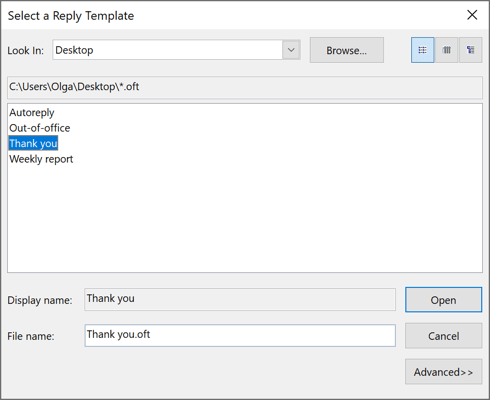 Choose Form in Outlook 365