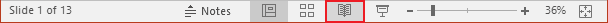 Status bar in PowerPoint 2016