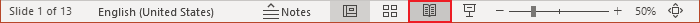Reading View in Status bar PowerPoint for Microsoft 365 Reading View in Status bar PowerPoint 365