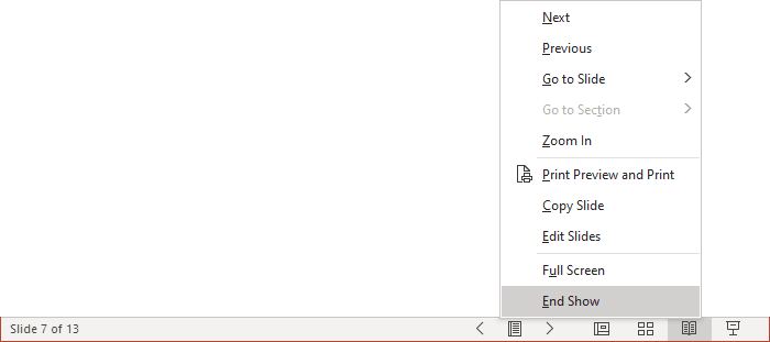 Navigation menu in Reading view PowerPoint for Microsoft 365 Navigation menu in Reading view PowerPoint 365