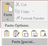 Paste special in PowerPoint 2016 Paste special in PowerPoint 2016
