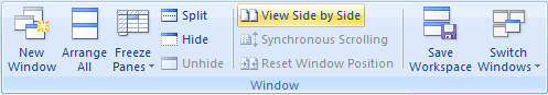 View Side by Side in Excel 2007