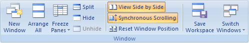 Synchronous Scrolling in Excel 2007