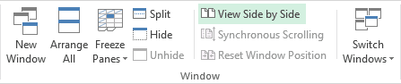 View side by side Excel 2013