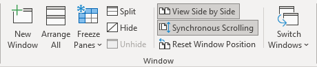 Synchronous Scrolling in Excel 365
