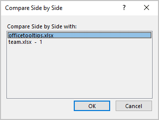 Compare Side by Side in Excel 365