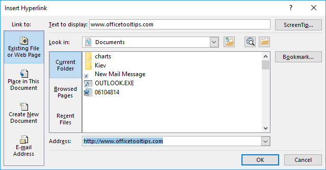 Insert Hyperlink in PowerPoint 2016