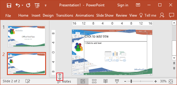 Notes cursor in PowerPoint 2016