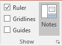 Notes button in PowerPoint 2016 Notes button in PowerPoint 2016