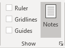 Notes button in PowerPoint 365
