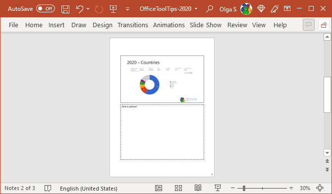 Notes view in PowerPoint 365