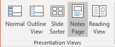 Notes page in PowerPoint 365