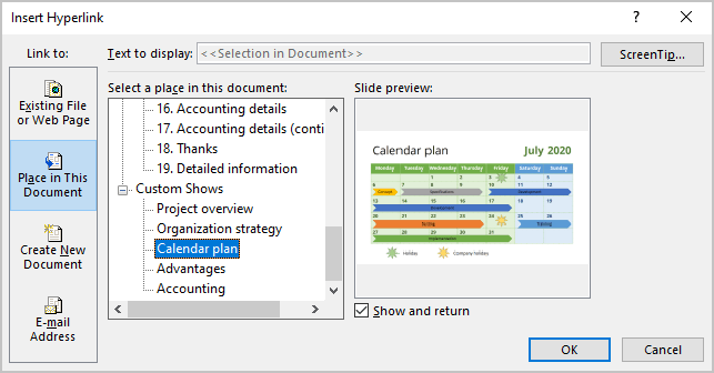 Insert Hyperlink in PowerPoint 365