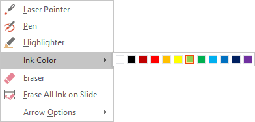Ink colors in PowerPoint 2016