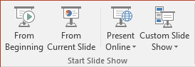 Start Slide show in PowerPoint 2016