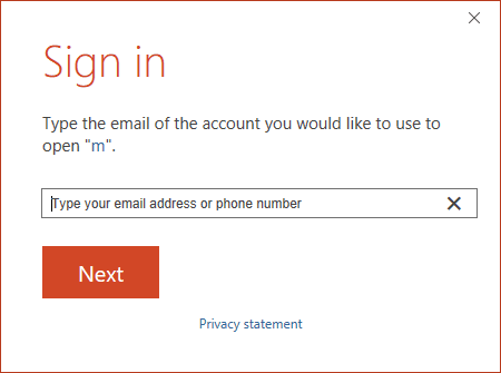 Sign in PowerPoint 365