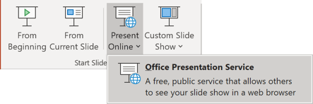 Present Online button in PowerPoint 365